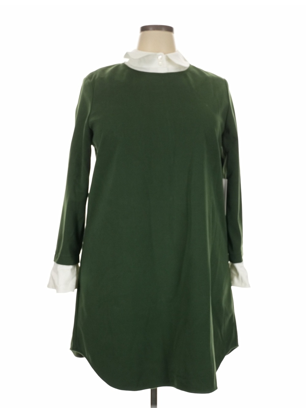 Tuckernuck Green Long Sleeve Dress with White Peter Pan Collar Size XXL